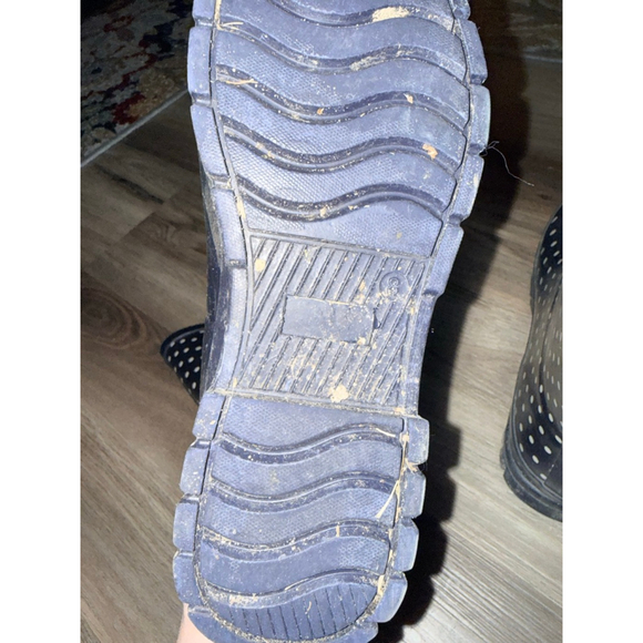 Solarrain brand rain boot, specifically a dark blue boot with white polka dots. - Picture 5 of 6